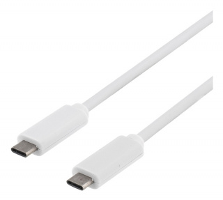 DELTACO USB 3.1 kabel, Gen 1, Typ C - Typ C, 0,5m, vit