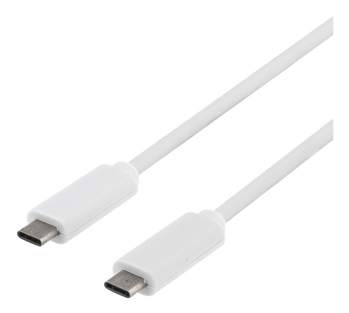 DELTACO USB 3.1 kabel, Gen 1, Typ C - Typ C, 1m, vit i gruppen DATORER & KRINGUTRUSTNING / Datorkablar / USB-kablar / USB-C hos TP E-commerce Nordic AB (38-53698)