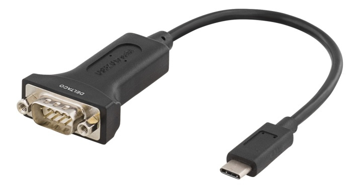 DELTACO USB-C till seriell adapter, RS-232, 1xDE9 ha, 0,2m, svart i gruppen DATORER & KRINGUTRUSTNING / Datorkablar / Övriga datorkablar hos TP E-commerce Nordic AB (38-53724)