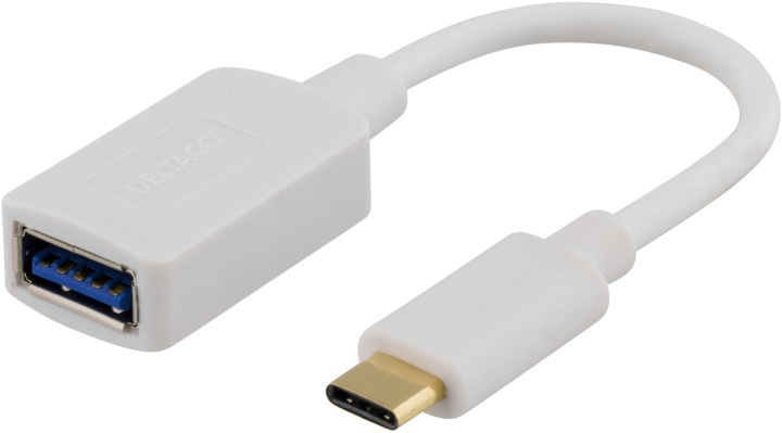 DELTACO USB 3.1 adapter, Gen 1, Typ C hane - Typ A hona, vit i gruppen DATORER & KRINGUTRUSTNING / Datorkablar / USB-kablar / USB-A / Adaptrar hos TP E-commerce Nordic AB (38-53735)