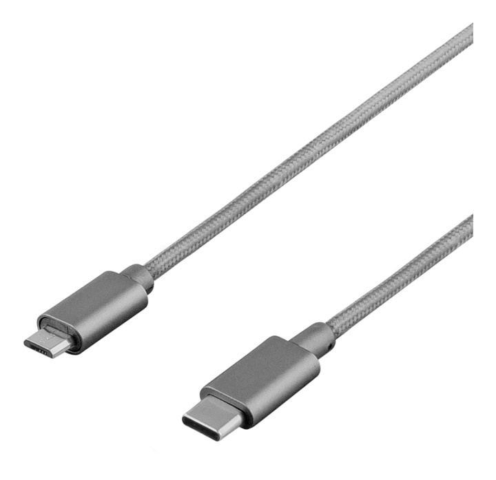 DELTACO PRIME USB-kabel, 2.0, Typ C ha, Typ Micro-B ha, 1m, grå i gruppen SMARTPHONE & SURFPLATTOR / Laddare & Kablar / Kablar / Kablar Typ C hos TP E-commerce Nordic AB (38-53739)