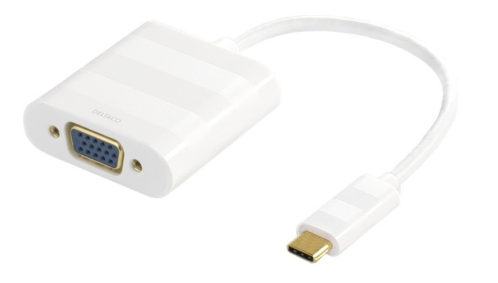 DELTACO USB 3.1 till VGA adapter, Typ C - VGA, 1080p, vit i gruppen DATORER & KRINGUTRUSTNING / Datorkablar / VGA / Adaptrar hos TP E-commerce Nordic AB (38-53784)