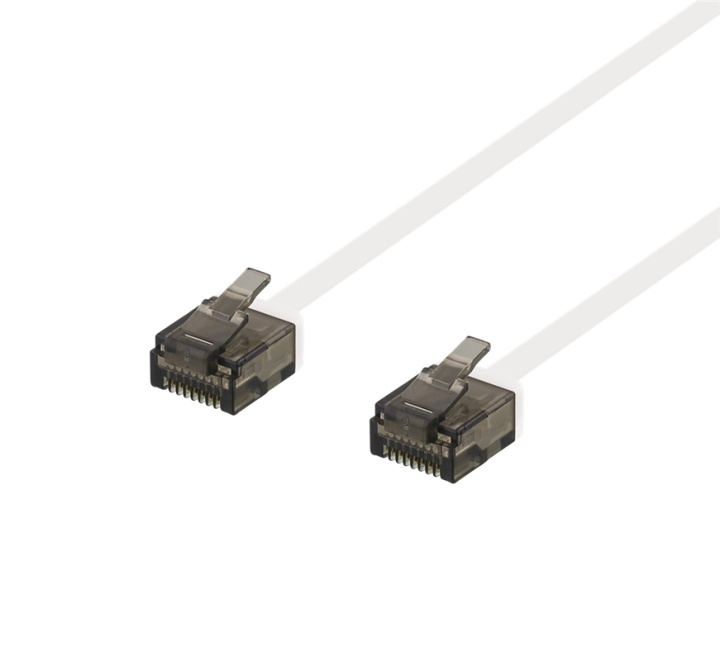 DELTACO U/UTP Cat6a patchkabel, flat, 1mm tjock, 0,3m, vit i gruppen DATORER & KRINGUTRUSTNING / Datorkablar / Nätverkskablar / Cat6 hos TP E-commerce Nordic AB (38-53792)