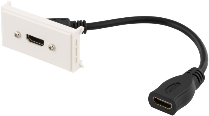 Deltaco Outlet panel, 1xHDMI, 19-pin female, 0.2m, white i gruppen HEMELEKTRONIK / Kablar & Adaptrar / HDMI / Adaptrar hos TP E-commerce Nordic AB (38-53805)