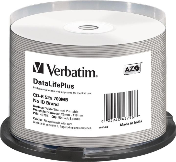 Verbatim CD-R 52x 700 MB/80 min, 50-pack sp, No ID-brand, Thermal Prin i gruppen HEMELEKTRONIK / Lagringsmedia / CD/DVD/BD-skivor / CD-R hos TP E-commerce Nordic AB (38-55901)