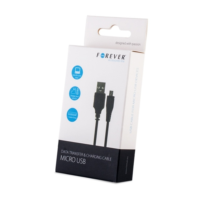 Forever microUSB-kabel, 3 meter, svart i gruppen DATORER & KRINGUTRUSTNING / Datorkablar / USB-kablar / Micro-USB / Kablar hos TP E-commerce Nordic AB (38-56694)