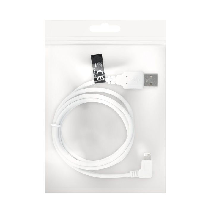 USB data kabel iphone 5/6/7/8 Vit vinklad kontakt i gruppen SMARTPHONE & SURFPLATTOR / Laddare & Kablar / Kablar / Kablar Lightning hos TP E-commerce Nordic AB (38-56859)