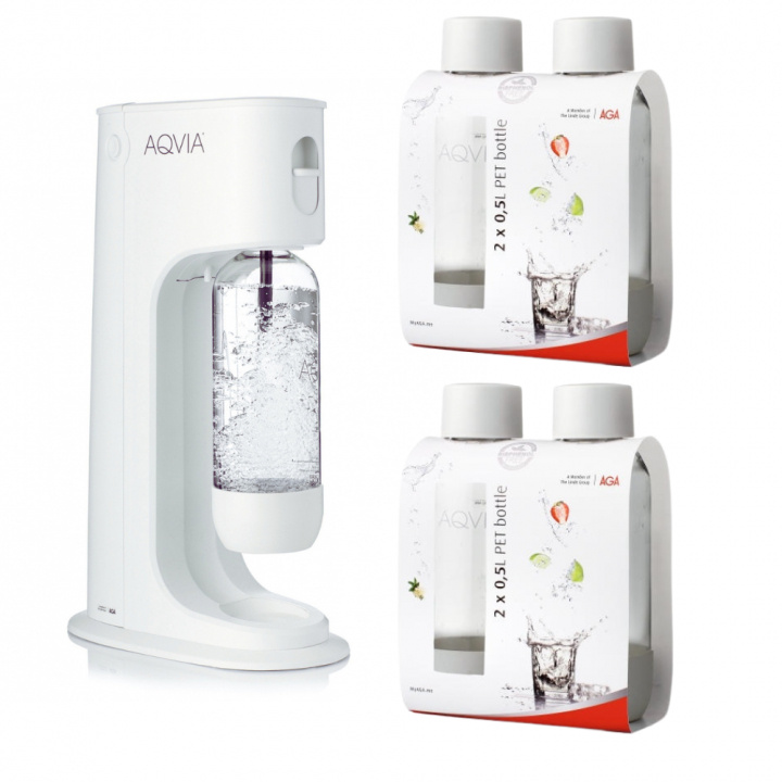 AGA Aqvia Balance (Snow White) + 4 x 0,5L PET-flaskor i gruppen HEM, HUSHÅLL & TRÄDGÅRD / Hushållsmaskiner / Vatten & Juice / Kolsyremaskiner / Kolsyremaskiner hos TP E-commerce Nordic AB (38-5876PKT2)