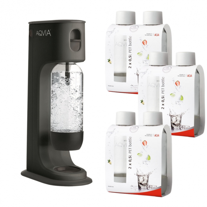 AGA Aqvia Balance (Black) + 6 x 0,5L PET-flaskor i gruppen HEM, HUSHÅLL & TRÄDGÅRD / Hushållsmaskiner / Vatten & Juice / Kolsyremaskiner / Kolsyremaskiner hos TP E-commerce Nordic AB (38-5877PKT3)