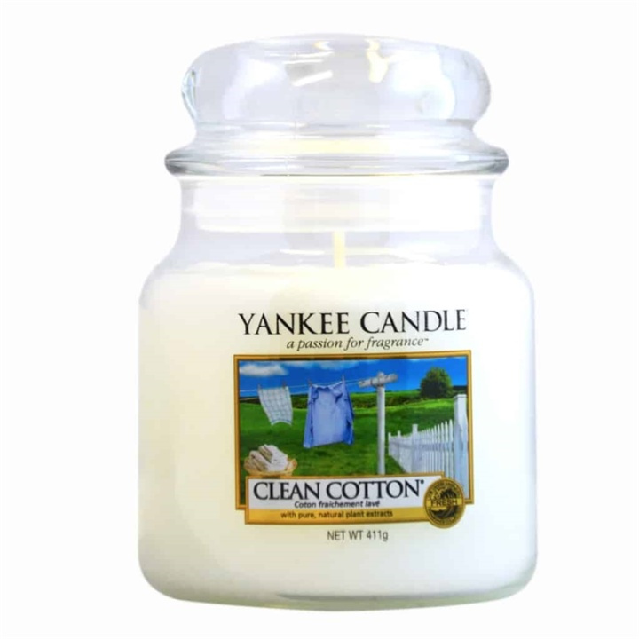 Yankee Candle Classic Medium Jar Clean Cotton Candle 411g i gruppen SKÖNHET & HÄLSA / Doft & Parfym / Övrig doft / Doftljus hos TP E-commerce Nordic AB (38-59239)
