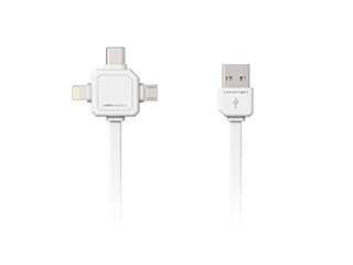 ALLOC Power USB Multicable, 1,5 m, Type-C, Lightning, Micro USB, vit i gruppen SMARTPHONE & SURFPLATTOR / Laddare & Kablar / Kablar / Kablar Lightning hos TP E-commerce Nordic AB (38-61174)