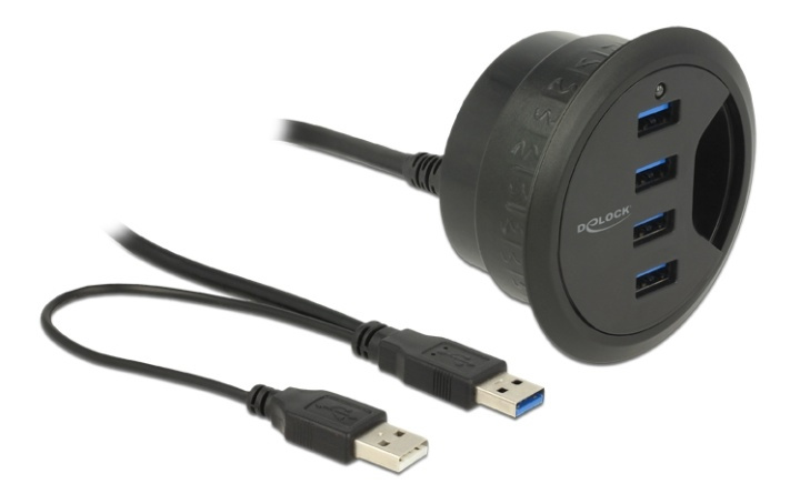 Delock In-Desk Hub 4 Port USB 3.0 i gruppen DATORER & KRINGUTRUSTNING / Datortillbehör / USB-hubbar hos TP E-commerce Nordic AB (38-61464)