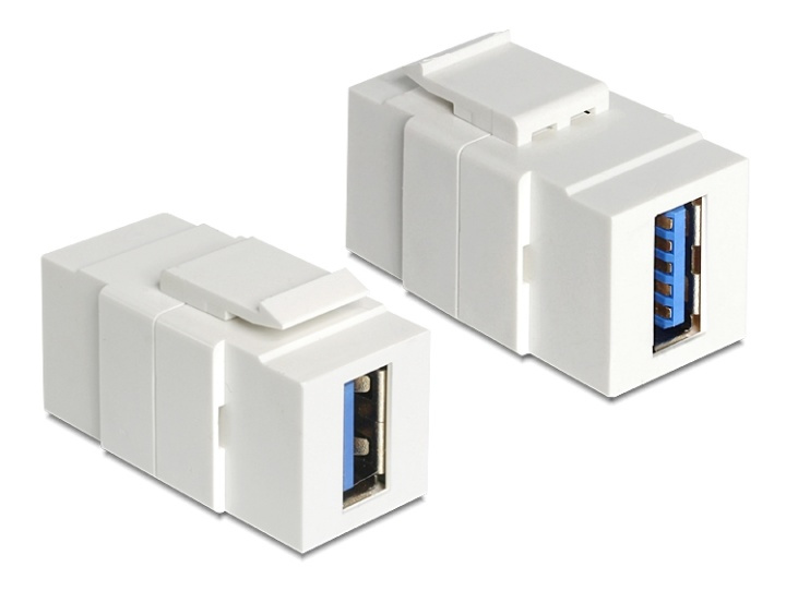 DeLOCK Keystonemodul, USB 3.0 A ho - ho, 19,2x14,9mm, vit i gruppen DATORER & KRINGUTRUSTNING / Datorkablar / Nätverkskablar / Adaptrar & Skarvdon hos TP E-commerce Nordic AB (38-61472)