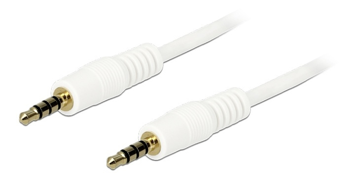 DeLOCK ljudkabel, 3,5mm 4-pin ha - ha, 24 AWG, 3meter, vit i gruppen HEMELEKTRONIK / Kablar & Adaptrar / Ljud Analog / AUX-kablar 3,5 mm hos TP E-commerce Nordic AB (38-61476)