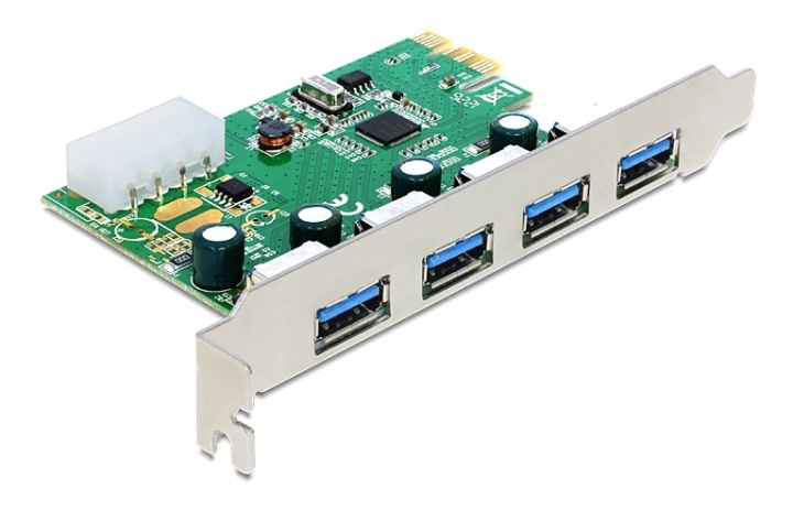 DeLOCK PCI-Express x1 kort, USB 3.0, 4xTyp A portar i gruppen DATORER & KRINGUTRUSTNING / Nätverk / Nätverkskort / PCI Express hos TP E-commerce Nordic AB (38-61502)