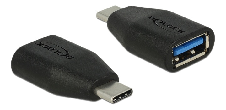 Delock SuperSpeed adapter USB-C hane till USB-A hona, 10 Gbps, svart i gruppen DATORER & KRINGUTRUSTNING / Datorkablar / USB-kablar / USB-A / Adaptrar hos Teknikproffset Nordic AB (38-61522)