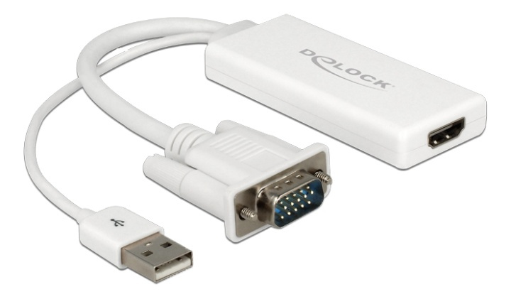 Delock VGA to HDMI Adapter with Audio white i gruppen DATORER & KRINGUTRUSTNING / Datorkablar / VGA / Adaptrar hos TP E-commerce Nordic AB (38-61534)