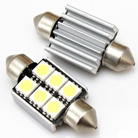 LED Spollampa, Sockel C5W, 6-LED (2-Pack) i gruppen BIL / Billampor / Diodlampor / Skyltbelysning hos Teknikproffset Nordic AB (38-6156)