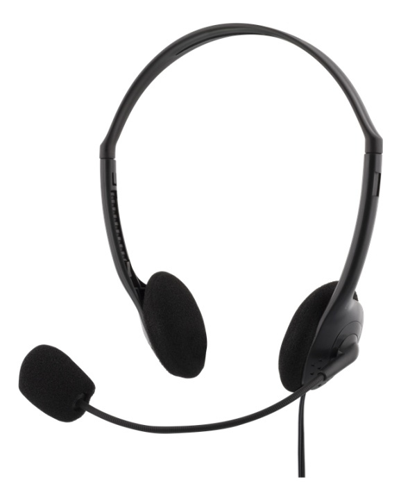 DELTACO Stereo Headset, 30mm element, 3,5mm minitele (4-polig), svart i gruppen DATORER & KRINGUTRUSTNING / Datortillbehör / Headset hos TP E-commerce Nordic AB (38-61659)