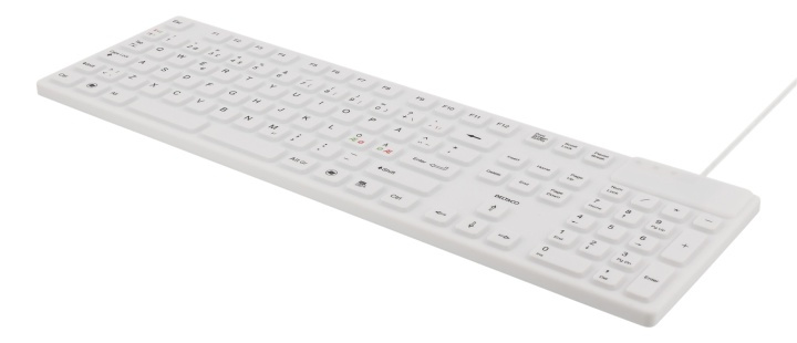 DELTACO tangentbord i silikon, IP68, full storlek, 105 tangenter, vit i gruppen DATORER & KRINGUTRUSTNING / Möss & Tangentbord / Tangentbord / Trådlösa hos TP E-commerce Nordic AB (38-61661)