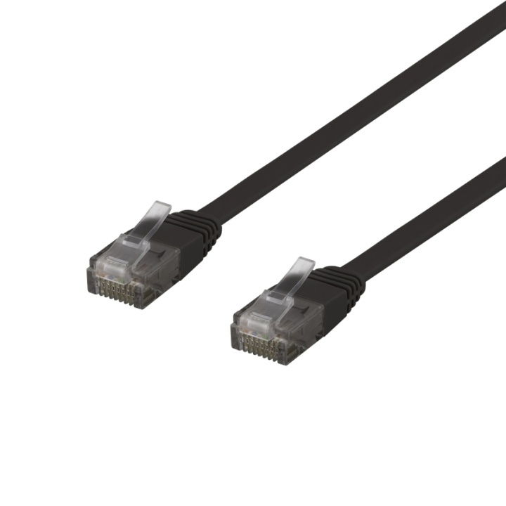 DELTACO U/UTP Cat6 patchkabel, flat, 0,3m, 250MHz, svart i gruppen DATORER & KRINGUTRUSTNING / Datorkablar / Nätverkskablar / Cat6 hos TP E-commerce Nordic AB (38-61697)