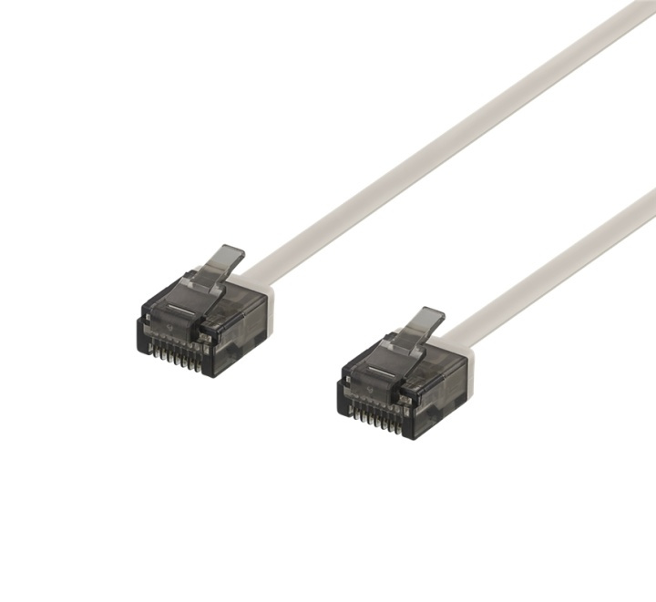 DELTACO U/UTP Cat6a patchkabel, flat, 1mm tjock, 0,3m, grå i gruppen DATORER & KRINGUTRUSTNING / Datorkablar / Nätverkskablar / Cat6 hos TP E-commerce Nordic AB (38-61717)