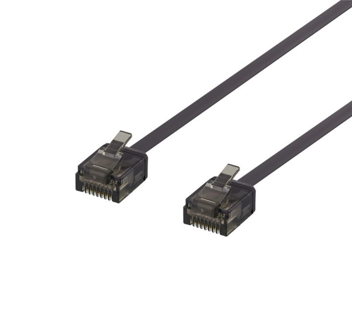 DELTACO U/UTP Cat6a patchkabel, flat, 1mm tjock, 0,3m, svart i gruppen DATORER & KRINGUTRUSTNING / Datorkablar / Nätverkskablar / Cat6 hos TP E-commerce Nordic AB (38-61718)