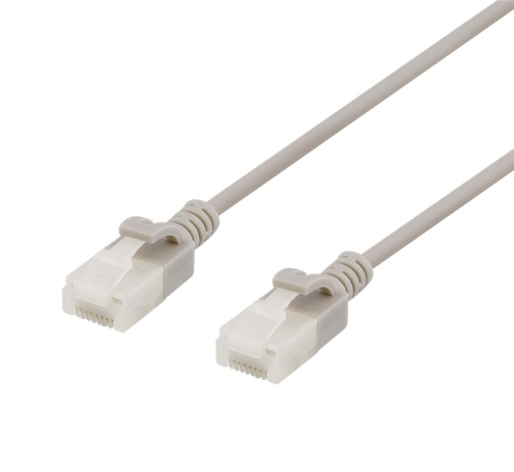 DELTACO U/UTP Cat6a patchkabel, slim, 3,5mm i diameter, 0,3m, grå i gruppen DATORER & KRINGUTRUSTNING / Datorkablar / Nätverkskablar / Cat6 hos TP E-commerce Nordic AB (38-61731)