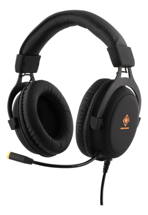 DELTACO GAMING Stereoheadset för gaming, 57mm element, LED-belysning, svart i gruppen DATORER & KRINGUTRUSTNING / Gaming / Headset hos TP E-commerce Nordic AB (38-61845)