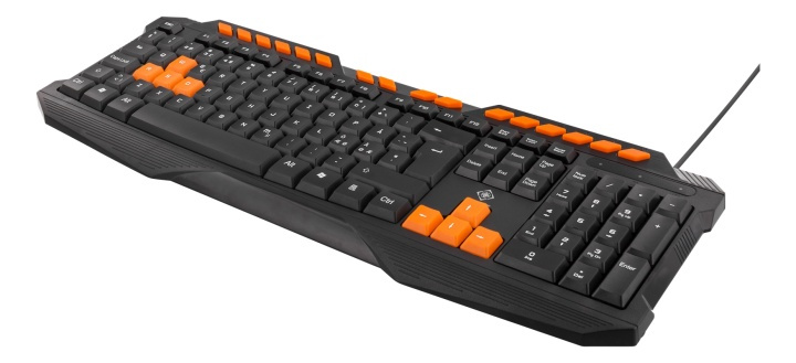 DELTACO GAMING tangentbord med anti-ghosting, USB, nordisk layout, svart/orange i gruppen DATORER & KRINGUTRUSTNING / Gaming / Tangentbord hos Teknikproffset Nordic AB (38-61847)