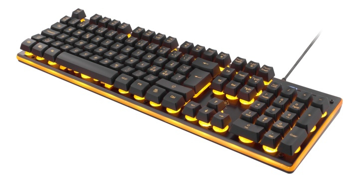 DELTACO GAMING tangentbord med membranbrytare, nordisk layout, orange belysning i gruppen DATORER & KRINGUTRUSTNING / Gaming / Tangentbord hos TP E-commerce Nordic AB (38-61849)