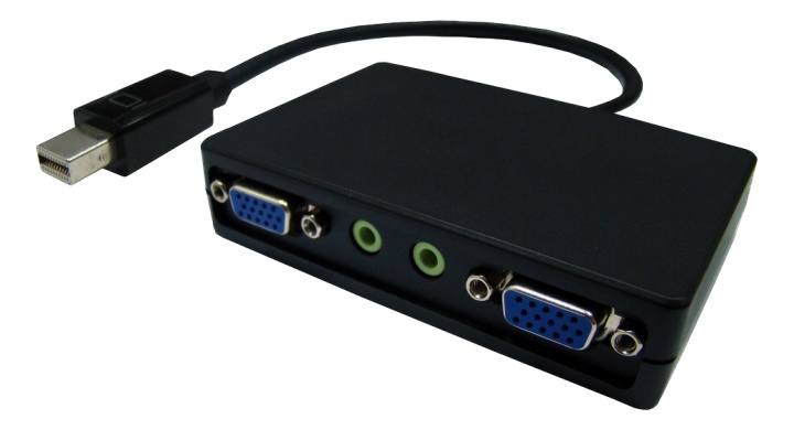 Mini DP - 2xVGA+3,5mm minitele, 1080p i 60Hz, Svart i gruppen DATORER & KRINGUTRUSTNING / Datorkablar / DisplayPort / Adaptrar hos TP E-commerce Nordic AB (38-61879)