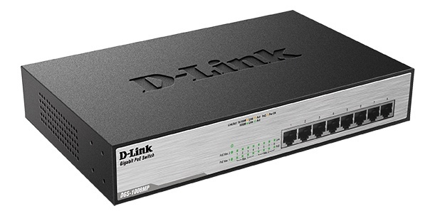 D-Link PoE nätverksswitch, 8-ports, 10/100/1000Mbps, metalhölje, grå i gruppen DATORER & KRINGUTRUSTNING / Nätverk / Switchar / 10/100/1000Mbps hos TP E-commerce Nordic AB (38-61982)