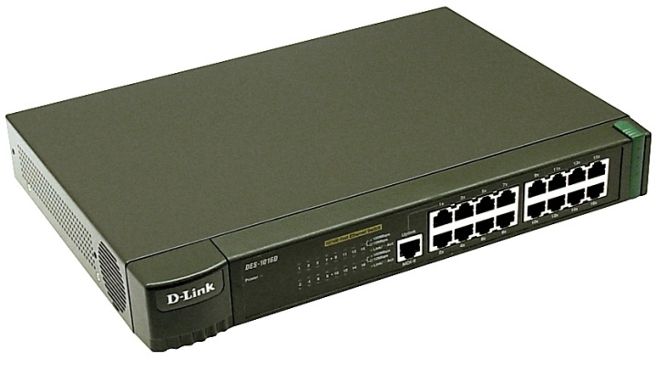 D-Link switch 16x10/100Mbps, NWay, uplink i gruppen DATORER & KRINGUTRUSTNING / Nätverk / Switchar / 10/100Mbps hos TP E-commerce Nordic AB (38-61985)