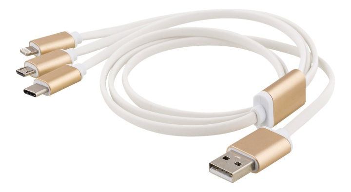 EPZI Multiladdare, USB-C, Lightning, Micro USB, USB-A, 1m, vit i gruppen SMARTPHONE & SURFPLATTOR / Laddare & Kablar / Kablar / Kablar microUSB hos Teknikproffset Nordic AB (38-62006)