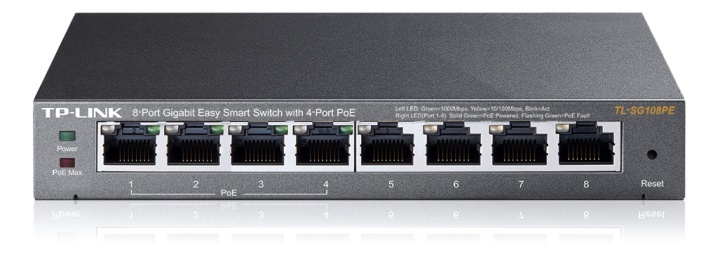 TP-Link 8-port Gigabit Easy Smart Switch, PoE 55W, 802.3af, metall, sv i gruppen DATORER & KRINGUTRUSTNING / Nätverk / PoE hos TP E-commerce Nordic AB (38-62496)
