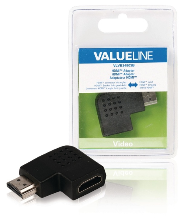 Valueline High Speed HDMI med Ethernet Adapter Vinklat vänster HDMI Kontakt - HDMI Hona Svart i gruppen HEMELEKTRONIK / Kablar & Adaptrar / HDMI / Adaptrar hos TP E-commerce Nordic AB (38-63869)