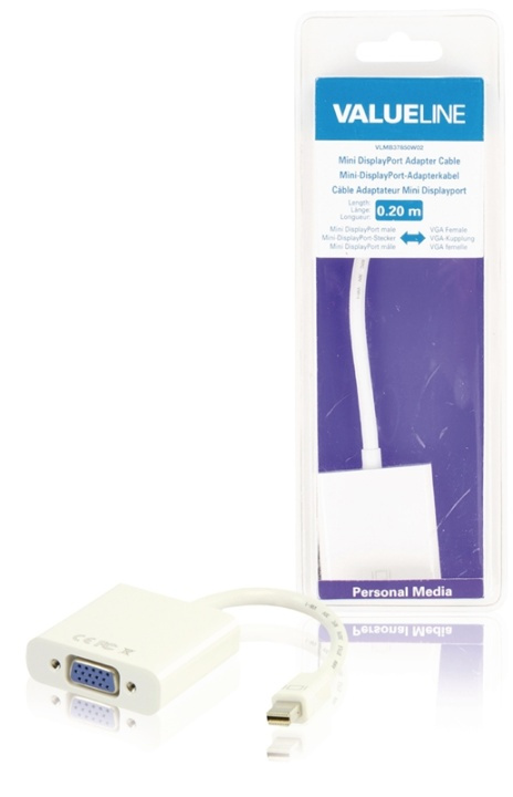 Valueline Mini Displayport-Kabel Mini DisplayPort-hane - VGA Hona 0.20 m Vit i gruppen DATORER & KRINGUTRUSTNING / Datorkablar / DisplayPort / Adaptrar hos TP E-commerce Nordic AB (38-63895)