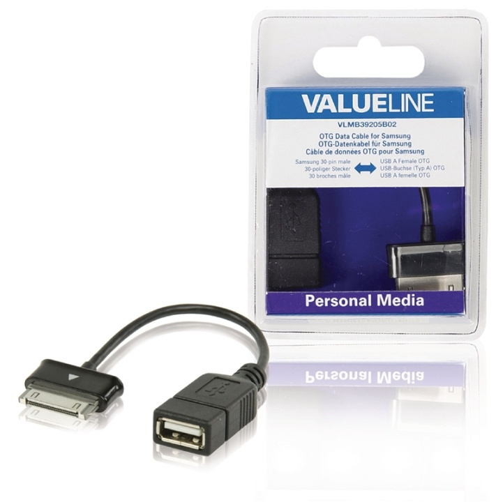 Valueline Synk och Laddningskabel Samsung 30-Pin Hane - USB A hona 0.20 m Svart i gruppen SMARTPHONE & SURFPLATTOR / Laddare & Kablar / Adaptrar hos TP E-commerce Nordic AB (38-63944)