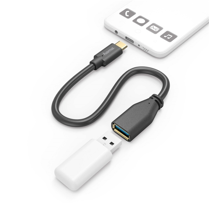 Hama Otg Kabel Usb-C Till Usb-A Hona Svart 0.15M i gruppen SMARTPHONE & SURFPLATTOR / Laddare & Kablar / Adaptrar hos TP E-commerce Nordic AB (38-64661)