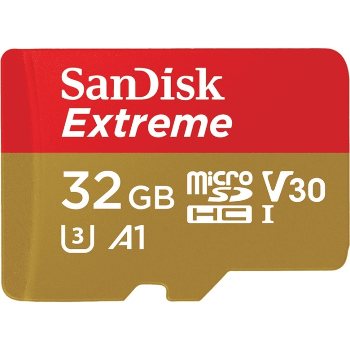 Sandisk Minneskort Microsdhc Extreme 32Gb+Adap Funkar Med Gopro Mess 100Mb/S A1 i gruppen HEMELEKTRONIK / Lagringsmedia / Minneskort / Micro SD/HC/XC hos TP E-commerce Nordic AB (38-65328)