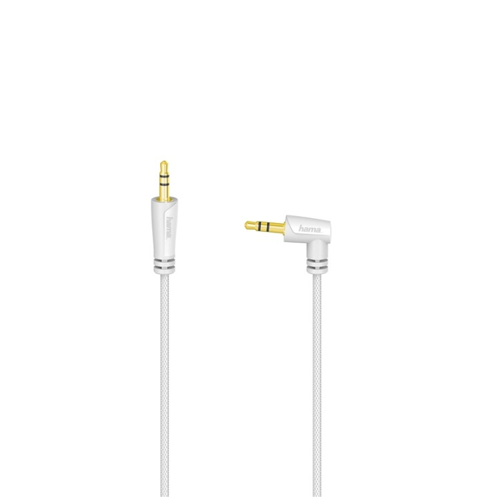 Hama Kabel Audio 3.5mm-3.5mm Vinklad Vit 2m i gruppen HEMELEKTRONIK / Kablar & Adaptrar / Ljud Analog / AUX-kablar 3,5 mm hos TP E-commerce Nordic AB (38-65946)