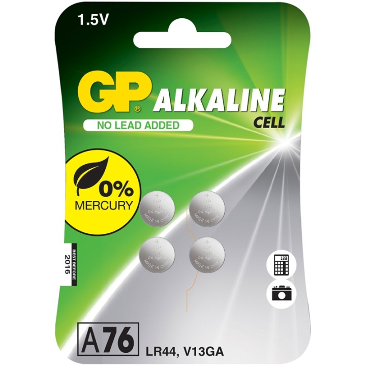 GP A76 / LR44 Knappcell 4-pack i gruppen HEMELEKTRONIK / Batterier & Laddare / Batterier / Knappcell hos TP E-commerce Nordic AB (38-66536)