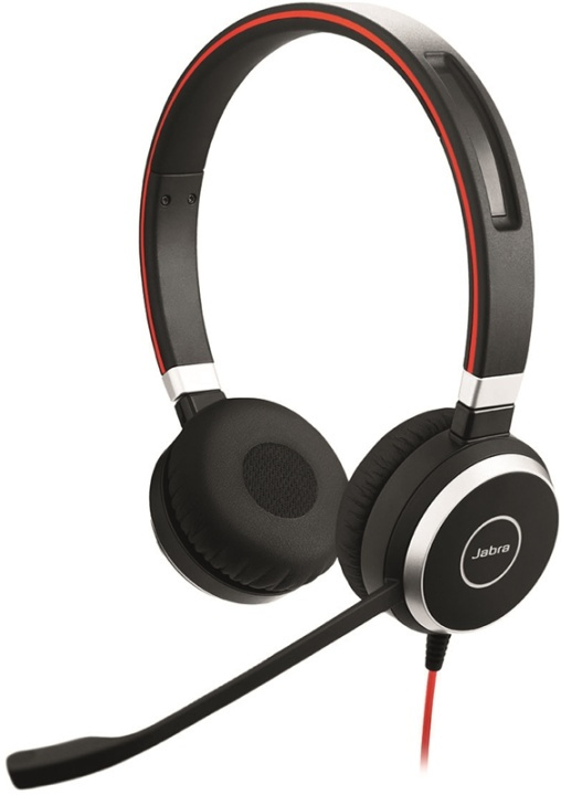 Jabra EVOLVE 40 MS Stereo, 3,5mm, USB, MS Lync, svart/röd i gruppen DATORER & KRINGUTRUSTNING / Datortillbehör / Headset hos TP E-commerce Nordic AB (38-66953)