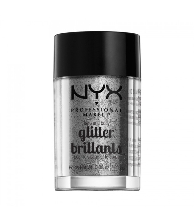 NYX PROF. MAKEUP Face & Body Glitter - 10 Silver 2,5g i gruppen SKÖNHET & HÄLSA / Makeup / Basmakeup / Glitter hos TP E-commerce Nordic AB (38-69150)