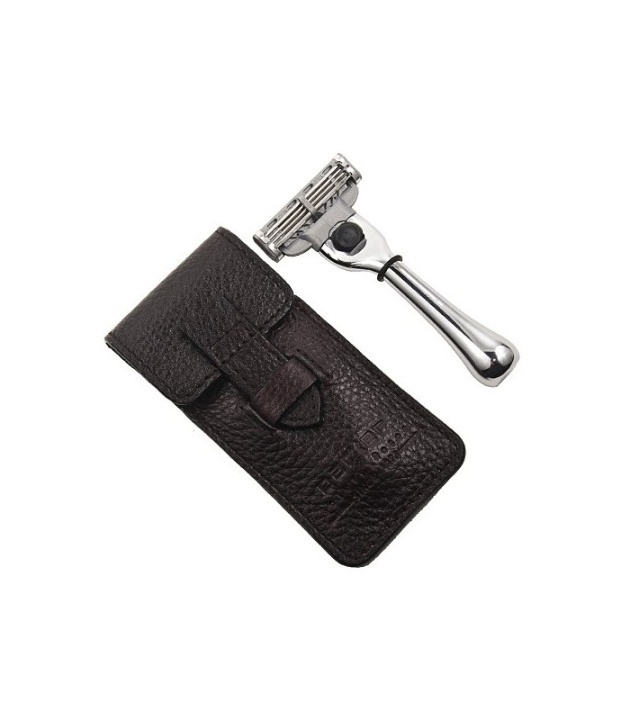 Parker TM-3 Travel Mach-3 Razor with Leather Pouch i gruppen SKÖNHET & HÄLSA / Hår & Styling / Rakning & Trimning / Rakhyvlar & Tillbehör hos TP E-commerce Nordic AB (38-70083)