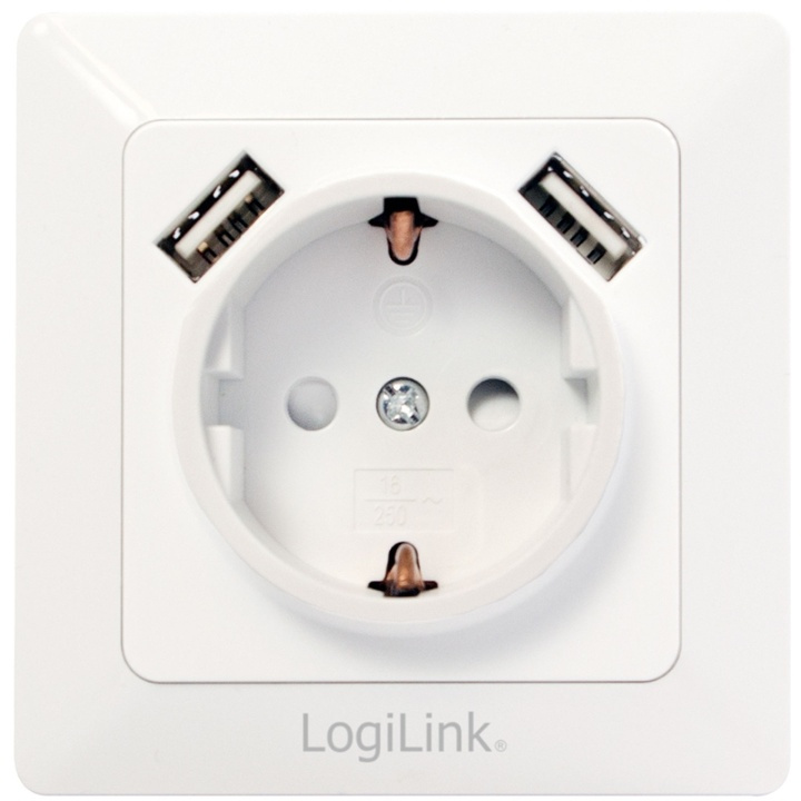 LogiLink Vägguttag 230V med 2xUSB 2,1A i gruppen HEM, HUSHÅLL & TRÄDGÅRD / El & Belysning / Elinstallation / Vägguttag hos TP E-commerce Nordic AB (38-71333)