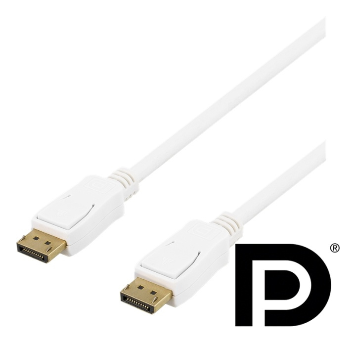 DELTACO DisplayPort-kabel, 2m, 4K UHD, DP 1.2, white i gruppen DATORER & KRINGUTRUSTNING / Datorkablar / DisplayPort / Kablar hos TP E-commerce Nordic AB (38-71626)