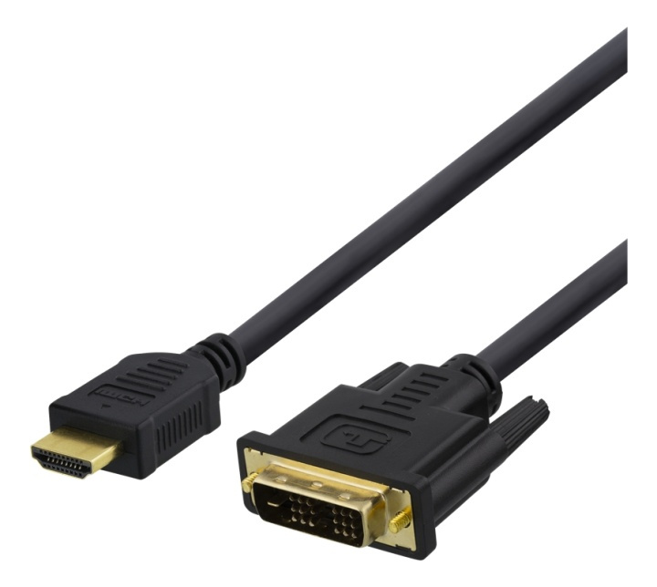 DELTACO HDMI till DVI-kabel, 1m, Full HD, svart i gruppen DATORER & KRINGUTRUSTNING / Datorkablar / DVI / Kablar hos TP E-commerce Nordic AB (38-71647)