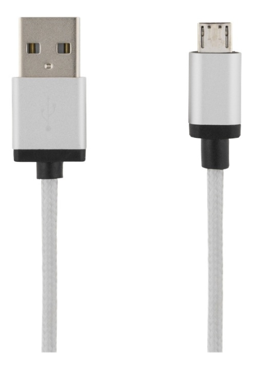 DELTACO USB-kabel, Tygklädd, Typ A ha - Typ Micro B, 1m, silve i gruppen SMARTPHONE & SURFPLATTOR / Laddare & Kablar / Kablar / Kablar microUSB hos TP E-commerce Nordic AB (38-71676)